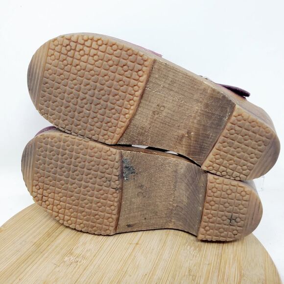 Sandgrens Milan Clogs Womens 36 Plum Nubuck Leather Scalloped Edge Straps Shoes - Picture 11 of 14